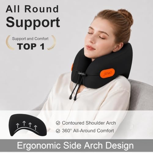 Ergonomic Travel Pillow, 100% Memory Foam Travel Neck Pillow - Image 2