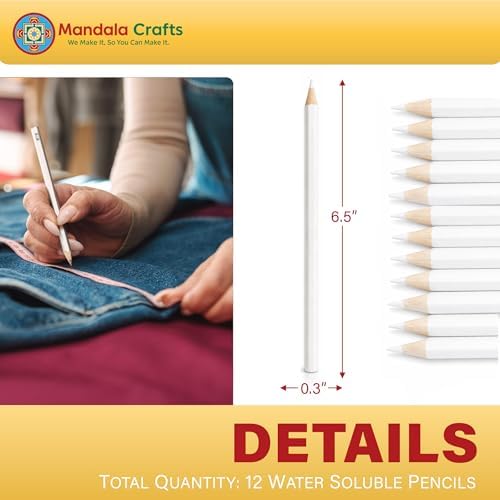 Mandala Crafts White Water Soluble Fabric Pencils - Image 3