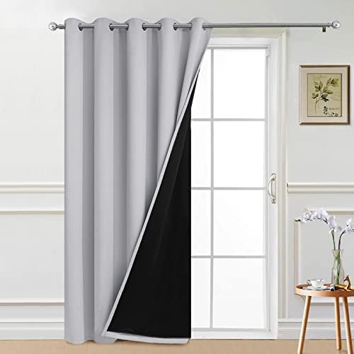 Yakamok Light Grey Blackout Patio Door Curtain Panels W70 x L84, 1 Panel by Yakamok
