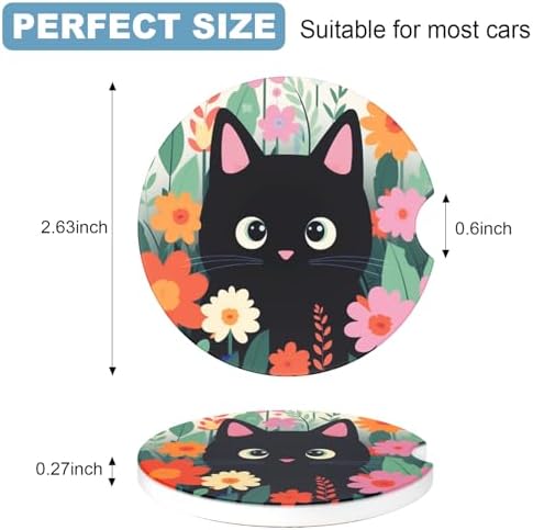 2 Pack Car Cup Holder Coaster, 2.63 inch Anti Slip Insert Absorbent Ceramic Car - Image 2