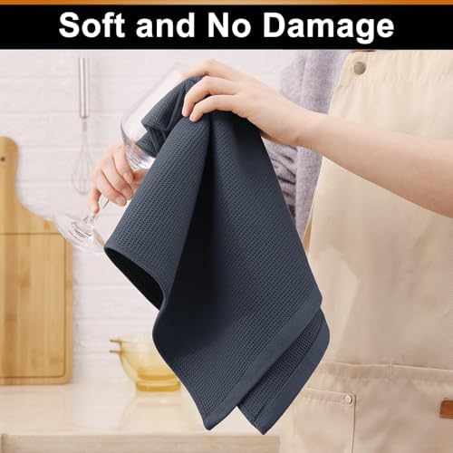 Homaxy 100% Cotton Waffle Weave Kitchen Towels, 4 Pack, Dark Grey - Image 4