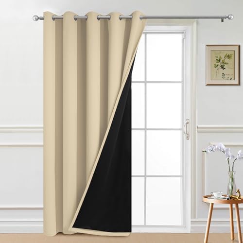Yakamok Beige 100% Blackout Patio Door Curtain Panels W70 x L84, 1 Panel by Yakamok