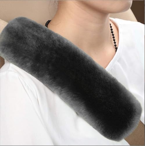 2pc Soft Genuine Sheepskin Wool Auto Seat Belt Cover Seatbelt Shoulder Pad by ROYAGO