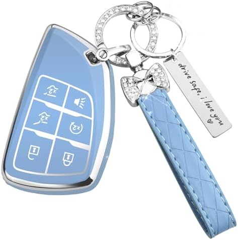 for Chevy Key Fob Cover, 6 Button TPU Protection Case by HEKBRYN