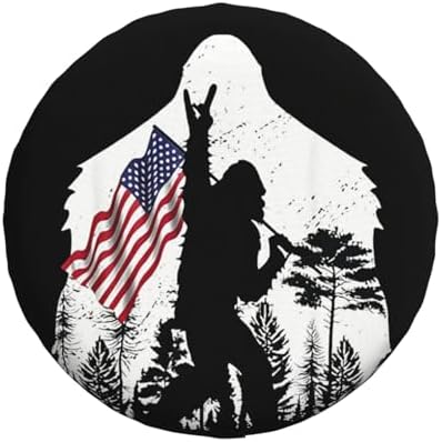 Spare Tire Cover with Camping Bigfoot American Flag Pattern 17inch by Unknown