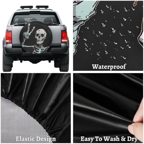 Rv Spare Tire Cover Wheel Halloween Goth Skeleton Skull Tire Covers Wheel - Image 4