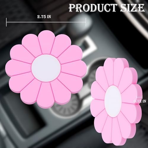 4-Pack Car Cup Holder Coaster Inserts, Daisy Shape, 2.75 Inch Non-Slip Silicone - Image 2