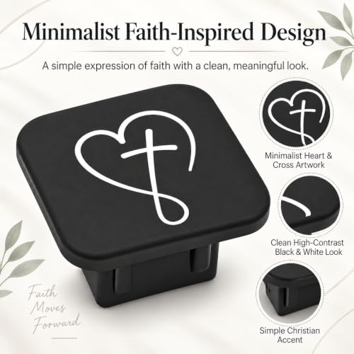 Faith Cross Heart Trailer Hitch Cover, 2 Inch Rubber Receiver Plug - Image 5