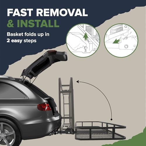 ARKSEN 60" x 23" x 5.5" Folding Hitch Cargo Carrier w/Net&Straps - Image 5