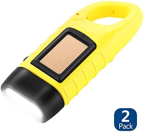 Simpeak 2-Pack Hand Crank Solar Powered Emergency LED Flashlight, Survival - Image 2