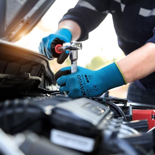 KAYGO Safety Work Gloves for Men Women, PU Coated Palm & Fingers - Image 3