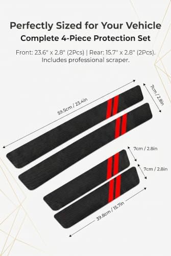4 PCS Door Sill Protectors, Anti-Scratch Door Edge Guards, Carbon Fiber Leather - Image 2