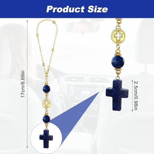 Car Rear View Mirror Accessories Car Hanging Ornament, Cross Unique Rearview - Image 2