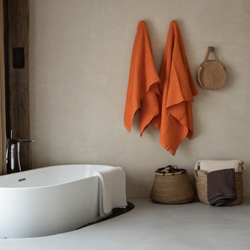 Luxury Organic Japanese Cotton Waffle Bath Towel | Thick, Quick Dry Bathroom - Image 3