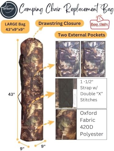43"x9"x9" Replacement Bag for Folding Camping Chair, Camp Chairs, Yoga Mat - Image 3