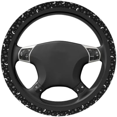 Black and White Star Moon Steering Wheel Covers Non Slip Neoprene Steering - Image 6