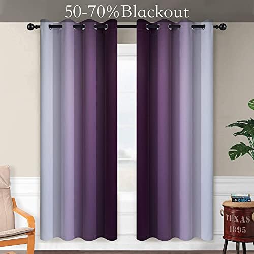 SimpleHome Ombre Purple to Grey White Curtains - Image 2