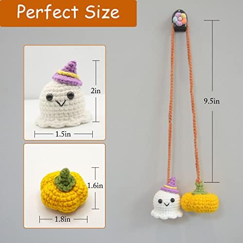 Halloween Outdoor Decorations Crochet Pumpkin and Ghost Car Decor - Image 2