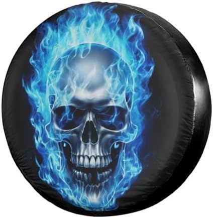 Delerain Skull Head Blue Fire Spare Tire Cover Wheel Protectors Sun Protector by Delerain