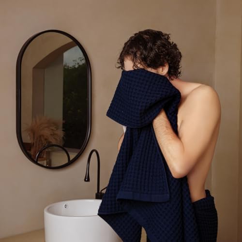 Luxury Organic Japanese Cotton Waffle Bath Towel | Thick, Quick Dry Bathroom - Image 3