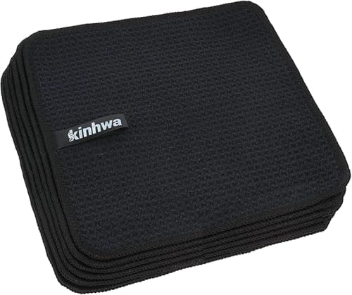 KinHwa Waffle Microfiber Dish Cloths Black Kitchen Towels, Washcloths by KinHwa
