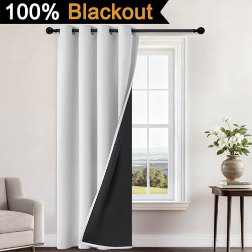 Yakamok Greyish White Blackout Curtains 84 Inches Long 52" Wide, 1 Panel - Image 2