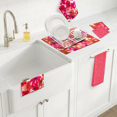 RITZ 6-Piece Poppy & Dots Microfiber Kitchen Set – Vibrant Watercolor Botanical - Image 5