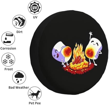 Spare Tire Cover with Marshmallow Campfire Pattern Wheel Covers 17inch - Image 3