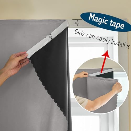 JILRON Adhesive Curtain 100% Blackout No-Drill Easy Install - Image 5