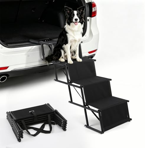 KARAOK Foldable Dog Stairs for Car SUV, Pet Stairs for Large Dogs, 4-Step by KARAOK