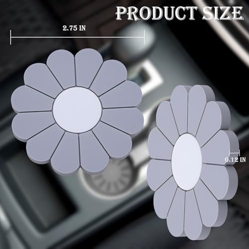 2-Pack Car Cup Holder Coaster Inserts, Daisy Shape, 2.75 Inch Non-Slip Silicone - Image 2