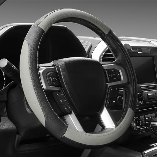 SEG Direct Black and Gray Microfiber Auto Car Steering Wheel Cover Universal 15 by SEGDirect