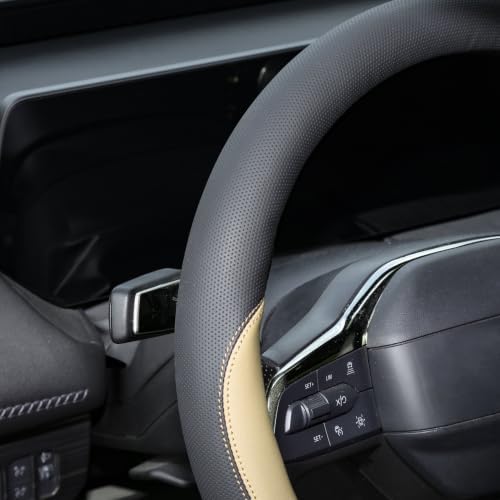 Valleycomfy Microfiber Leather Steering Wheel Cover 14.5"-15" Beige - Image 6