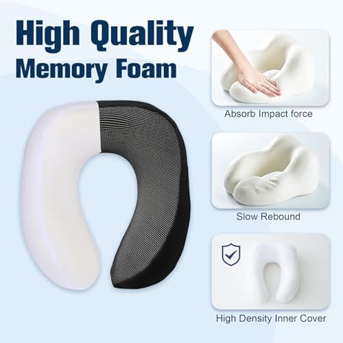 Cirorld Neck Pillow for Traveling, Travel Pillows for Airplanes Pure Black - Image 4