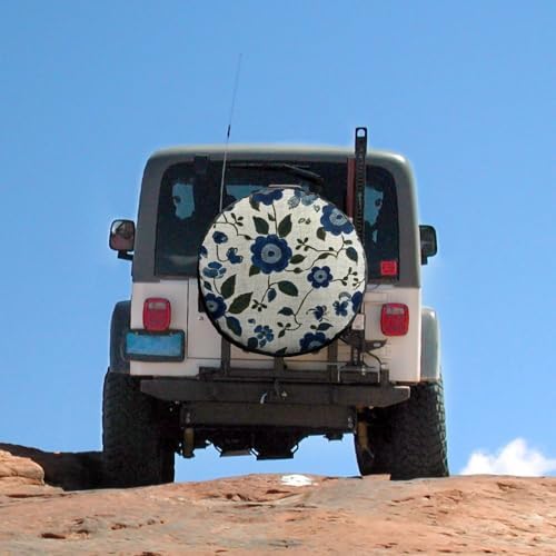 Spare Tire Cover Blue and Green Flowers Wheel Protectors Tire Covers - Image 5