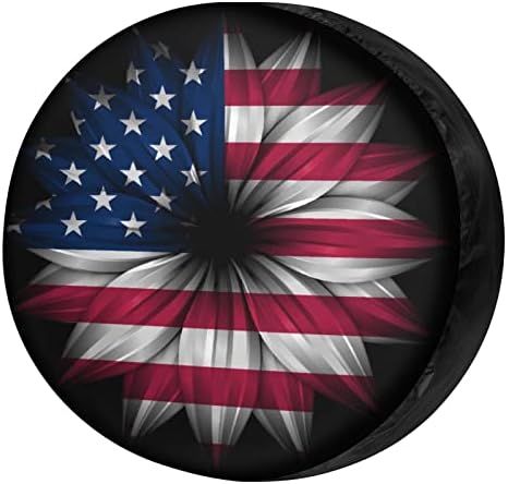 Delerain USA Flag Flower Spare Tire Cover Wheel Protectors Sun Protector by Delerain