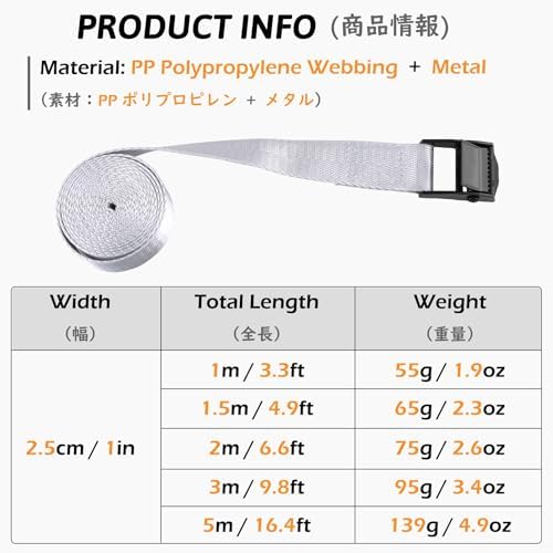 TRIWONDER Cinch Tie Down Strap Lashing Straps Heavy Duty Nylon Straps - Image 2