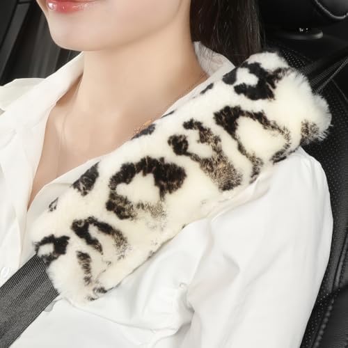 AOGELAN Fluffy Fuzzy Genuine Sheepskin Car Seat Belt Covers by AOGELAN