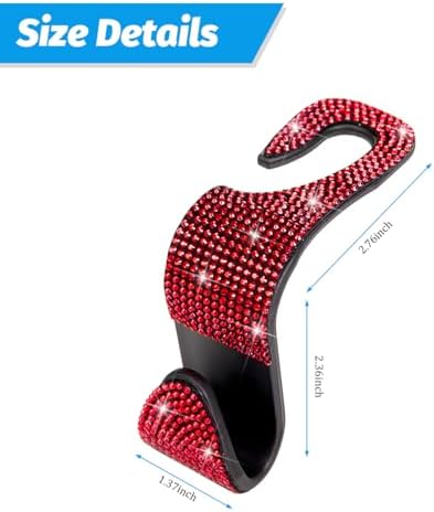 Zpana 4PCS Bling Car Seat Headrest Hooks, Vehicle Back Seat Purse Handbag - Image 2