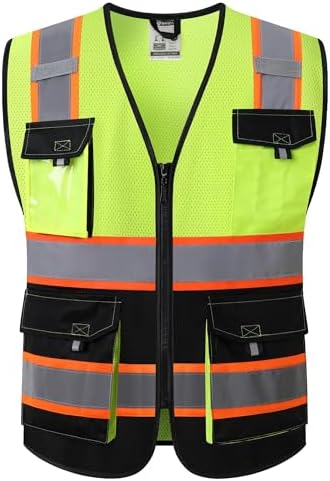 JKSafety Safety Vest for Men Women Hi Vis Reflective Vest JK220 YBlack L by JKSafety