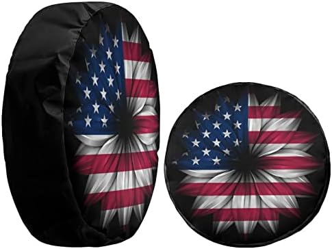 Delerain USA Flag Flower Spare Tire Cover Wheel Protectors Sun Protector - Image 4