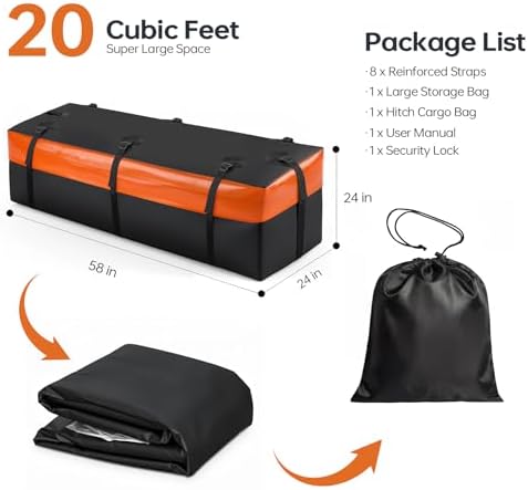 Forluck Waterproof Hitch Mount Cargo Carrier Bag, 20 Cubic Feet Soft Shell - Image 4