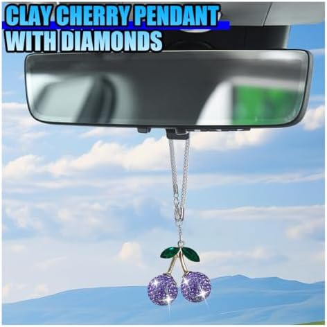 Bling Cherry Car Rear View Mirror Charm - Image 6