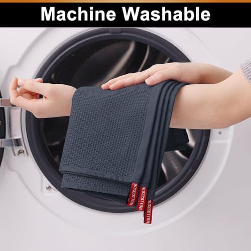 Homaxy 100% Cotton Waffle Weave Dish Cloths, 12 Pack, Dark Grey - Image 5