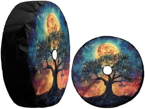 Delerain Spare Tire Cover with Backup Camera Hole Tree Moon Galaxy Wheel Covers - Image 3