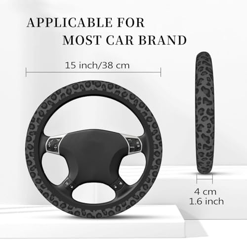 Black Leopard Cheetah Steering Wheel Cover - Image 4