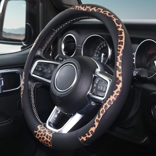 ZHOL 16 inch Steering Wheel Cover Cheetah Print, Breathable Microfiber Leather - Image 3