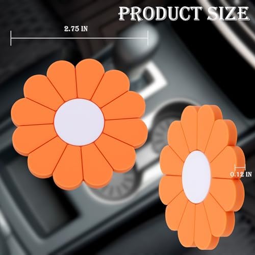 2-Pack Car Cup Holder Coaster Inserts, Daisy Shape, 2.75 Inch Non-Slip Silicone - Image 2