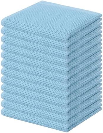 Kitinjoy 100% Cotton Waffle 12-Pack Kitchen Towels, Sky Blue by Kitinjoy