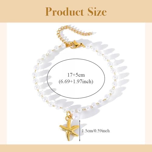 Steering Wheel Charm Accessory Starfish Peral Pendant Car Decor Rearview Mirror - Image 3